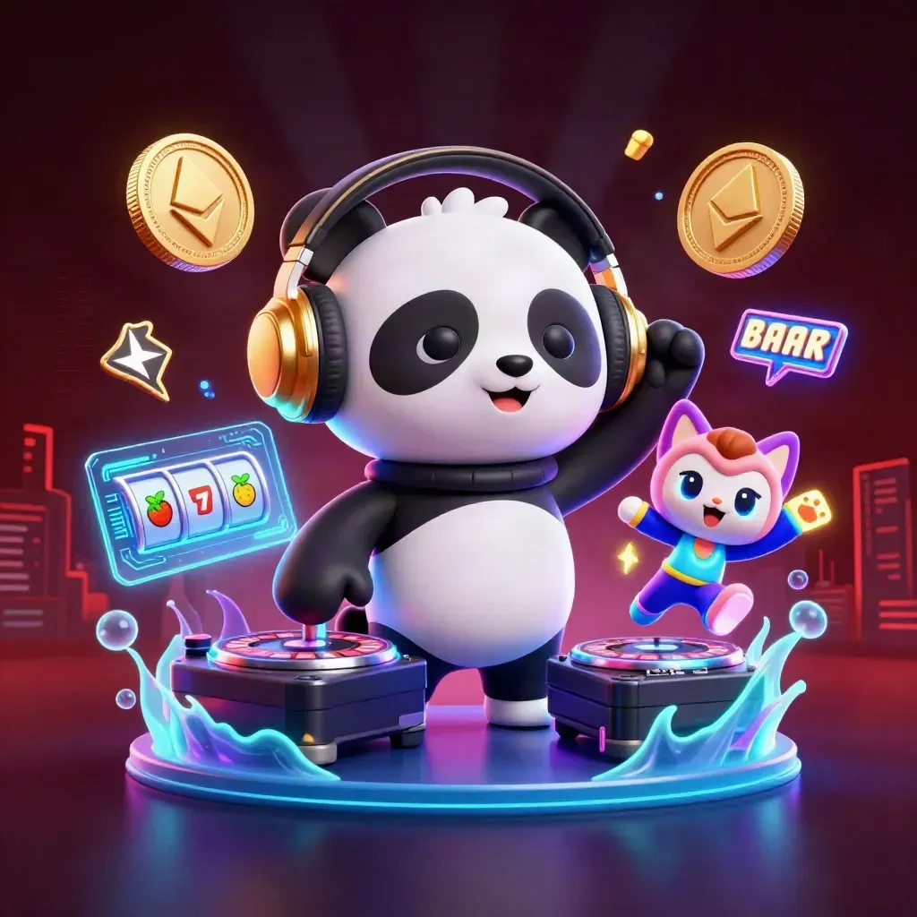 Panda DJ, breakdancing monkey and glow-stick kitten amid casino tech effects